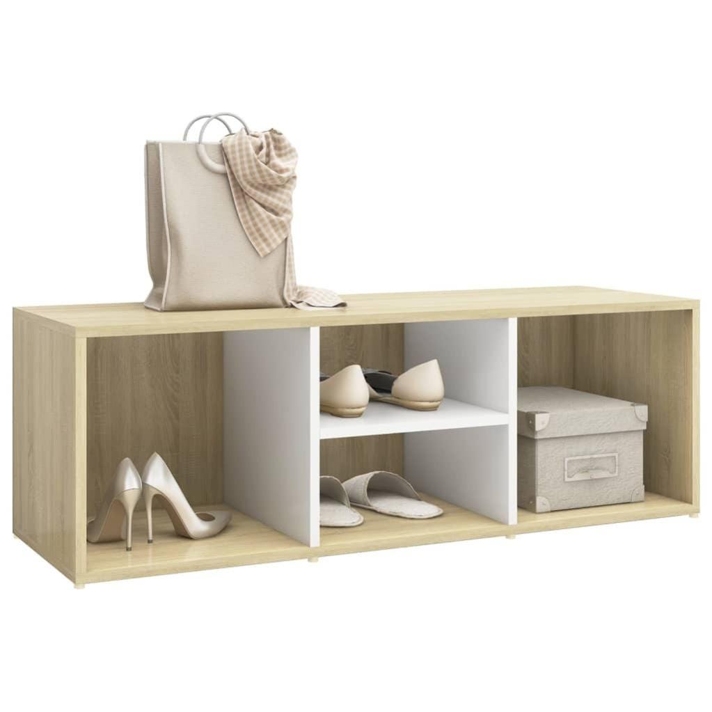 Module De Rangement Bas Meuble bas de rangement blanc et bois clair 105x35x35 cm | Leroy Merlin