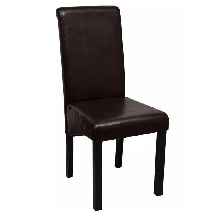 Chaise simili cuir marron et pieds bois noir Acheet Lot de 4 Leroy Merlin