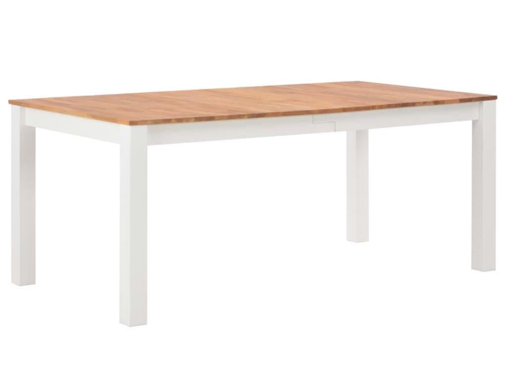 Table rectangulaire bois de chêne naturel et blanc Cusina 180 cm