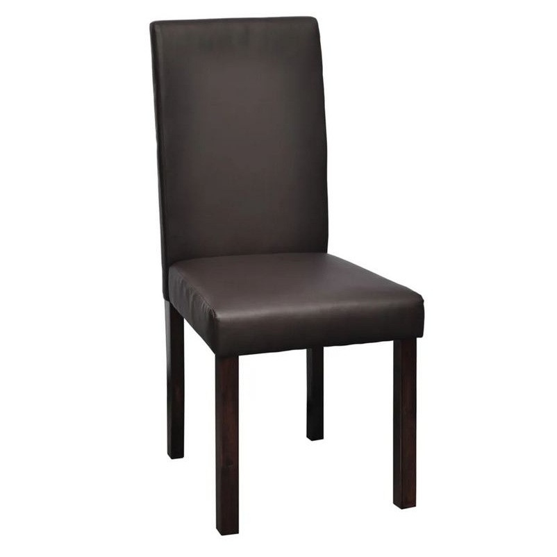 Chaise simili cuir marron et pieds bois noir Hertie Lot de 2 Leroy Merlin