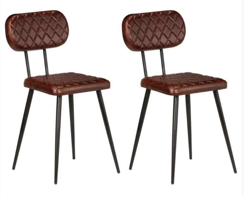 Chaises de salle à manger cuir marron et pieds métal noir Moundir - Lot