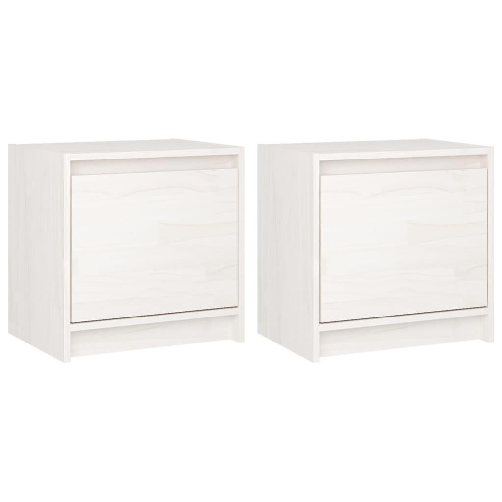 Tables de chevet 2 pcs Blanc 40x30,5x40 cm Bois de pin massif Leroy