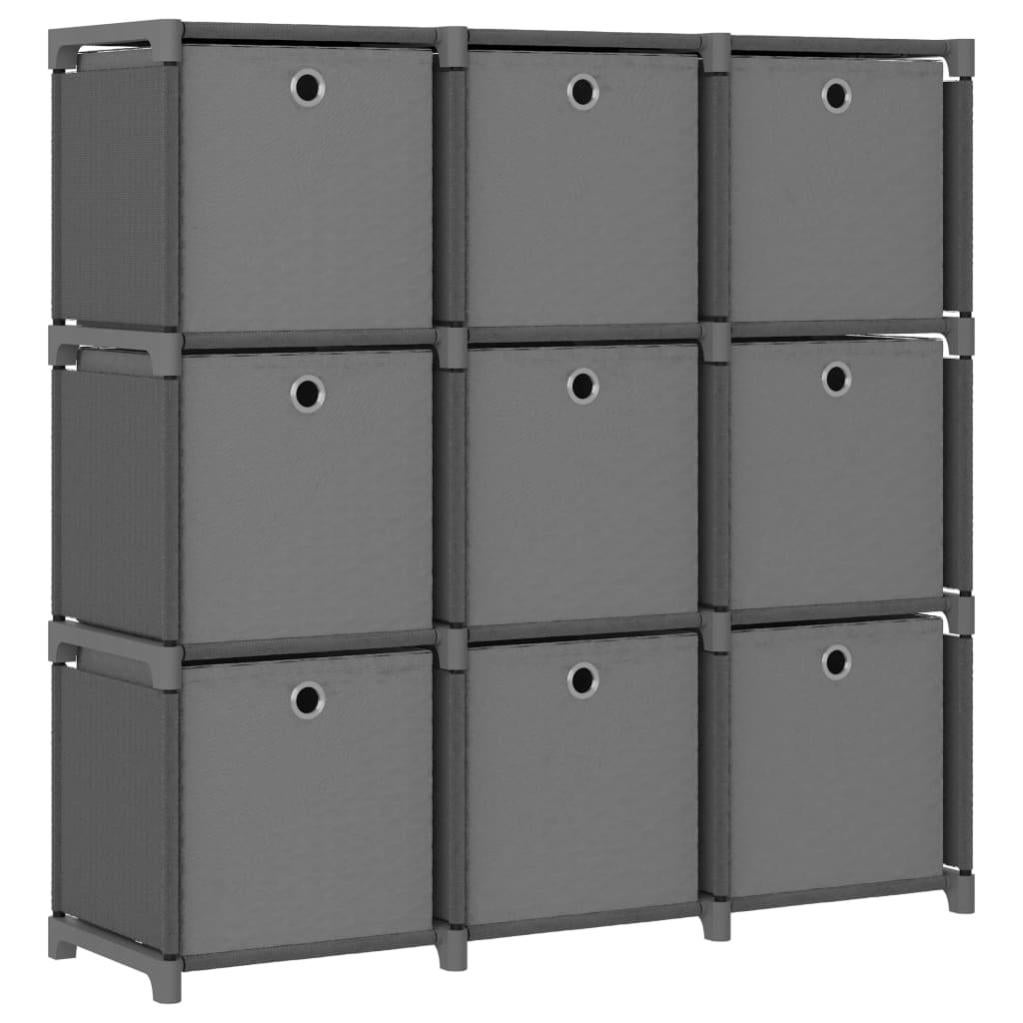 Étagère à 9 cubes avec boîtes Gris 103x30x107,5 cm Tissu Leroy Merlin