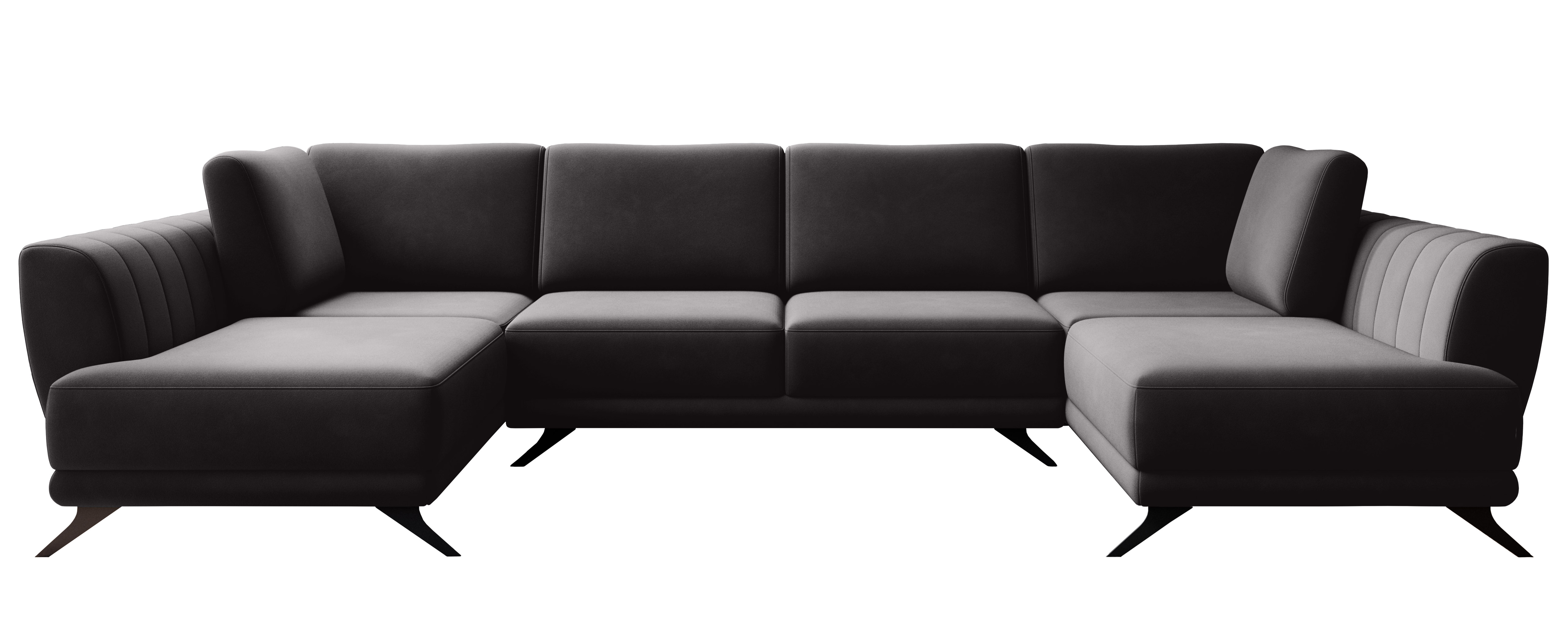 Canapé d'angle panoramique 6 places velours marron Largos 362cm | Leroy