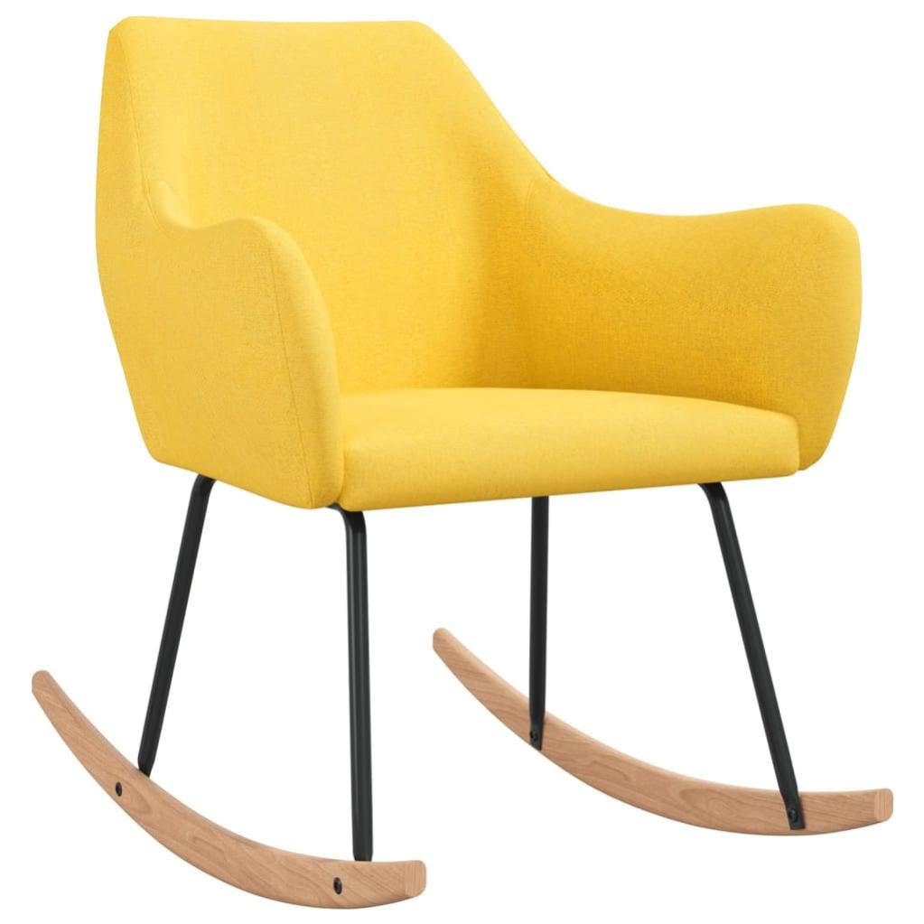 ZJCHAO Chaise à bascule avec repose-pied Jaune moutarde Tissu