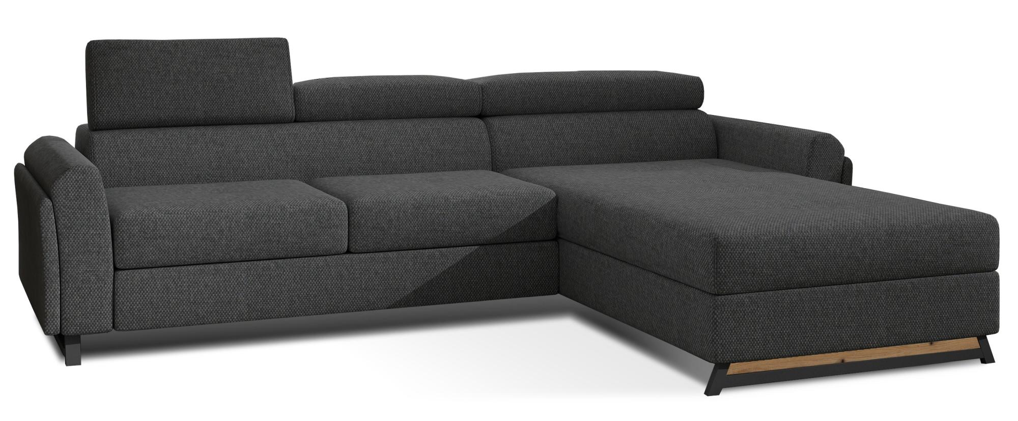 Canapé angle droit convertible tissu gris foncé avec appuis-tête