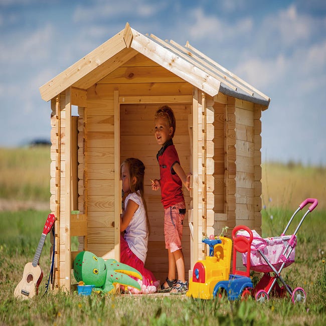 Casetta per Bambini in Legno Outdoor Toys Chloe 1,2 m² de 116x138x132 cm  con Panca da Esterno — Brycus
