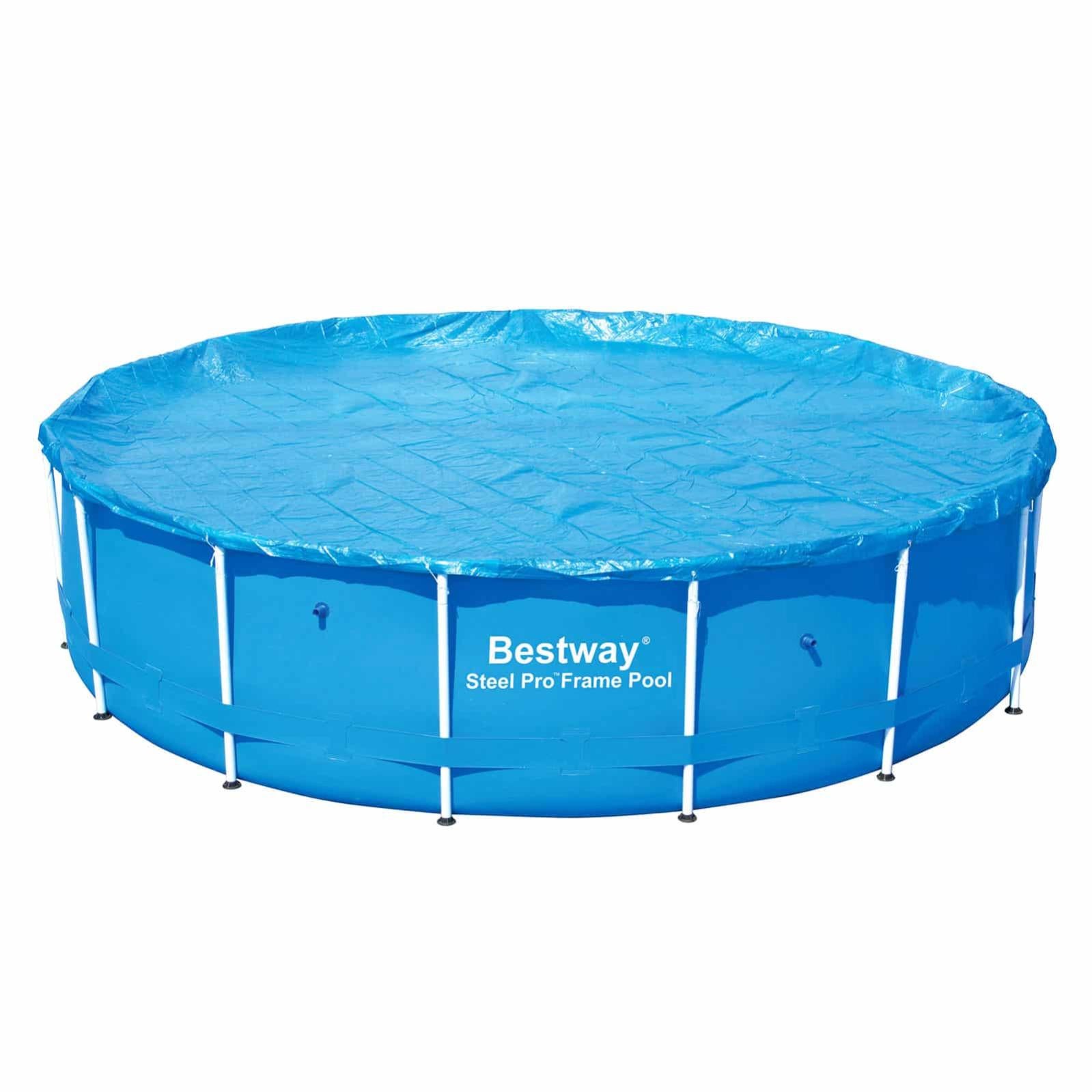 Copertura Protettiva Intex Per Piscina Tubolare, Diametro 3,05 M. Telo Resistente Con Risvolto Di 25 Cm E Corda Per Fissaggio Sicuro. Modello 28030.