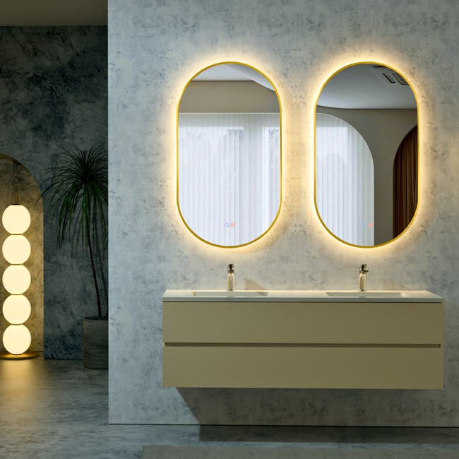 Espejo De Baño Retro-iluminado LOIRA 50x80cm Marco Metálico