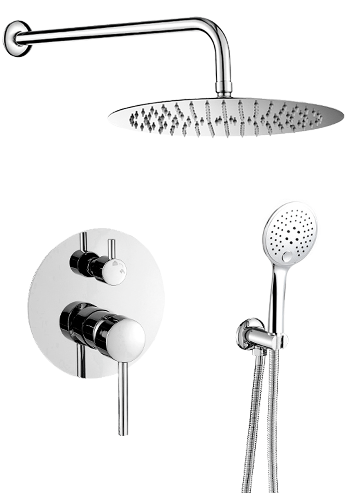 Miscelatore Doccia Incasso Cromato VALAZ - Doppia Uscita Con Pioggia E Mano