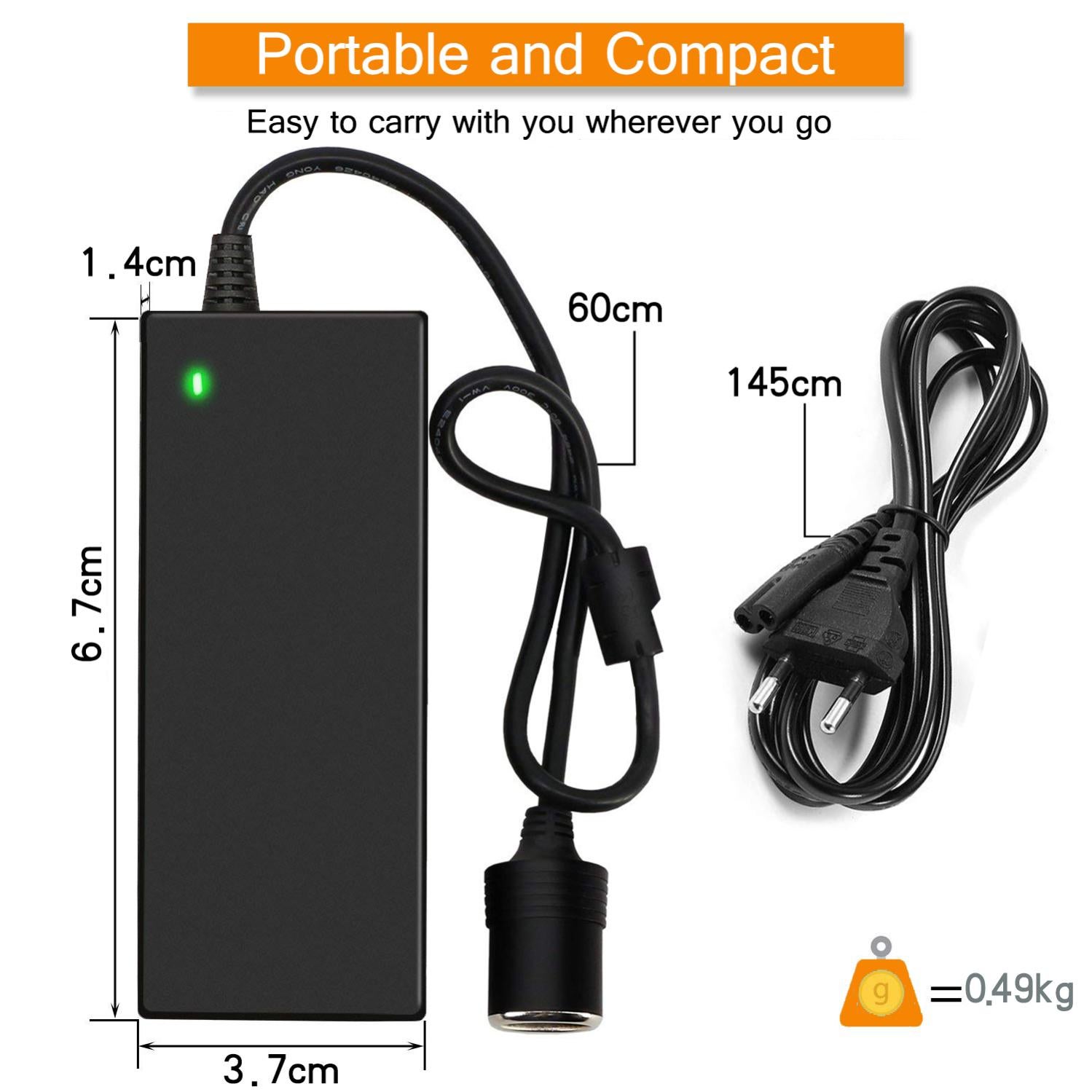 Convertidor de 110 a V, 12 V, 120 W, enchufe de coche, adaptador corriente CA a CC | Leroy Merlin