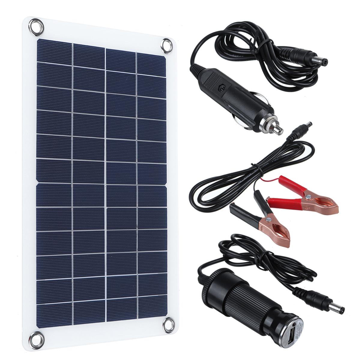 Starter Kit Pannello Solare 30W 12V-220V Con Inverter 220W Per Campeggio