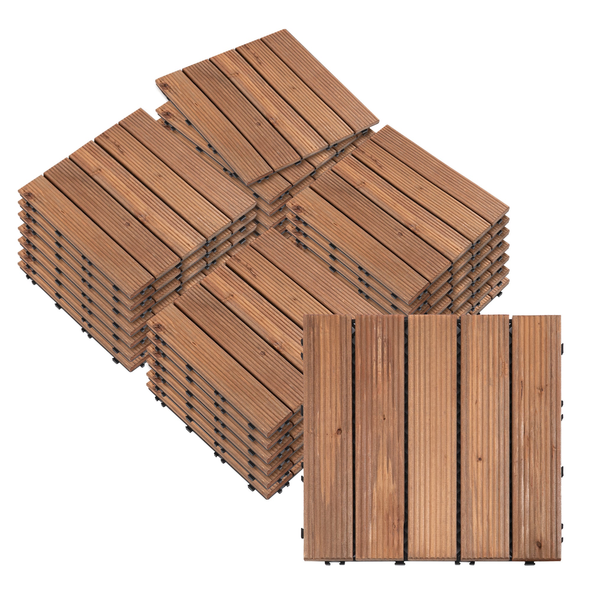 Set de 27 baldosas de madera outsunny 30x30x2,5 cm marrón