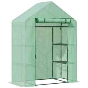 Invernadero de Jardín Caseta de Terraza con 2 Puertas Enrollables 8  Ventilaciones 100x80x150 cm Transparente Blanco en Planeta Huerto
