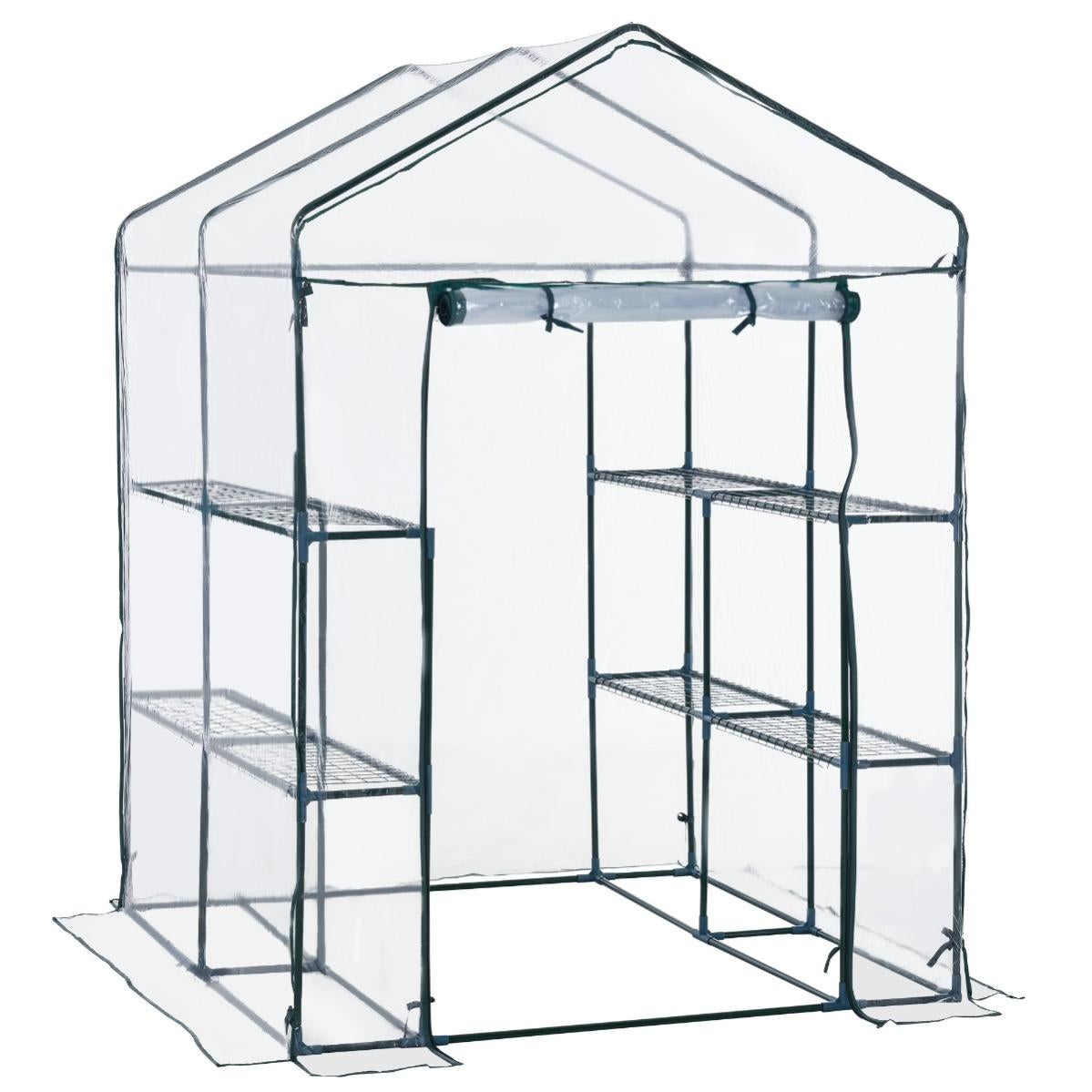 Invernadero transparente Outsunny transparente y verde 143x143x195cm