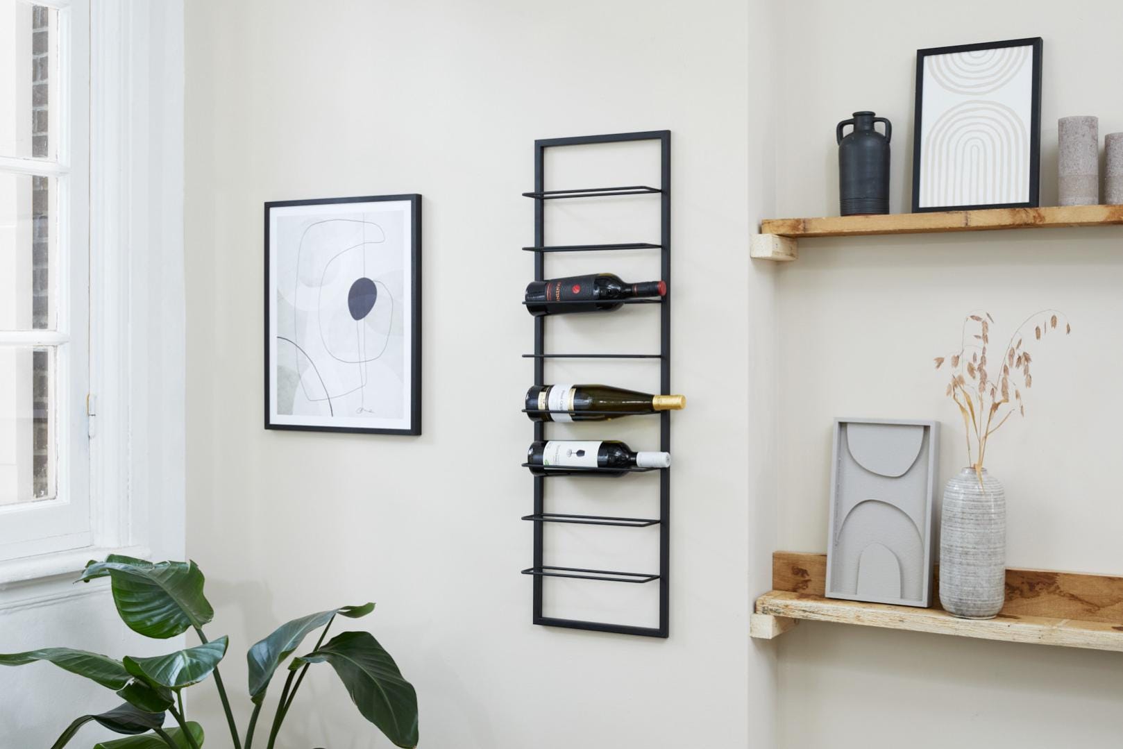LIFA LIVING Porte Bouteille Mural Noir, Range Bouteille Vertical 8 ...