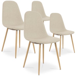 Lot de 4 chaises polga capitonnées beiges pour salle à manger - Conforama