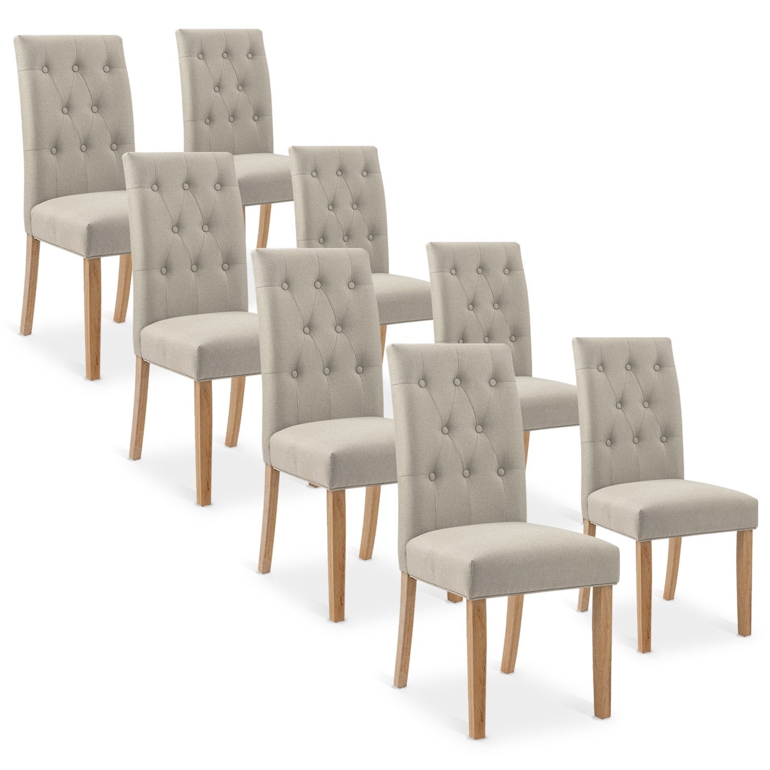 Lot de 4 chaises polga capitonnées beiges pour salle à manger - Conforama