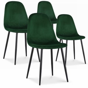 Lot de 6 chaises pieds noir siège de salon cuisine salle à manger design  élégant velours turquoise 08_0000022