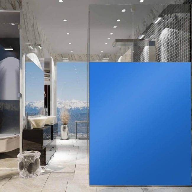 Dimexact Pellicola Autoadesiva Opaca e Oscurante per Finestre e Vetri,  Protezione Privacy, Blu Continentale, Larghezza 1,52 m, in Rotolo