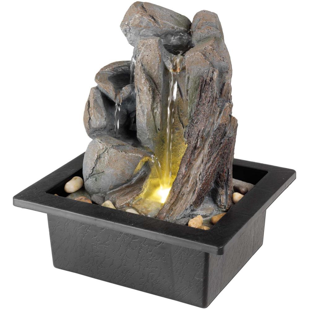 Dyna-Living - Fontaine D'intérieur éléphant Avec Boule Roulante - LED Multicolore - Polyrésine - 28x24.5x18.5cm