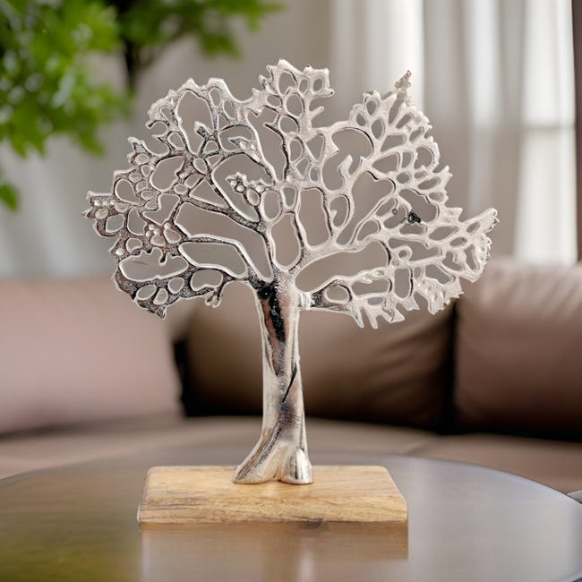 Albero decorativo in alluminio e legno di mango Albero della vita  Dimensioni 1