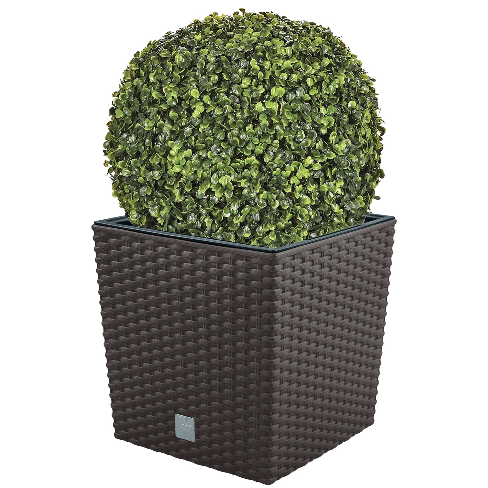 Fioriera In Rattan Sintetico 28 Litri - Bianco, 40x37 Cm - Vaso In Plastica Per Esterni E Interni - 5