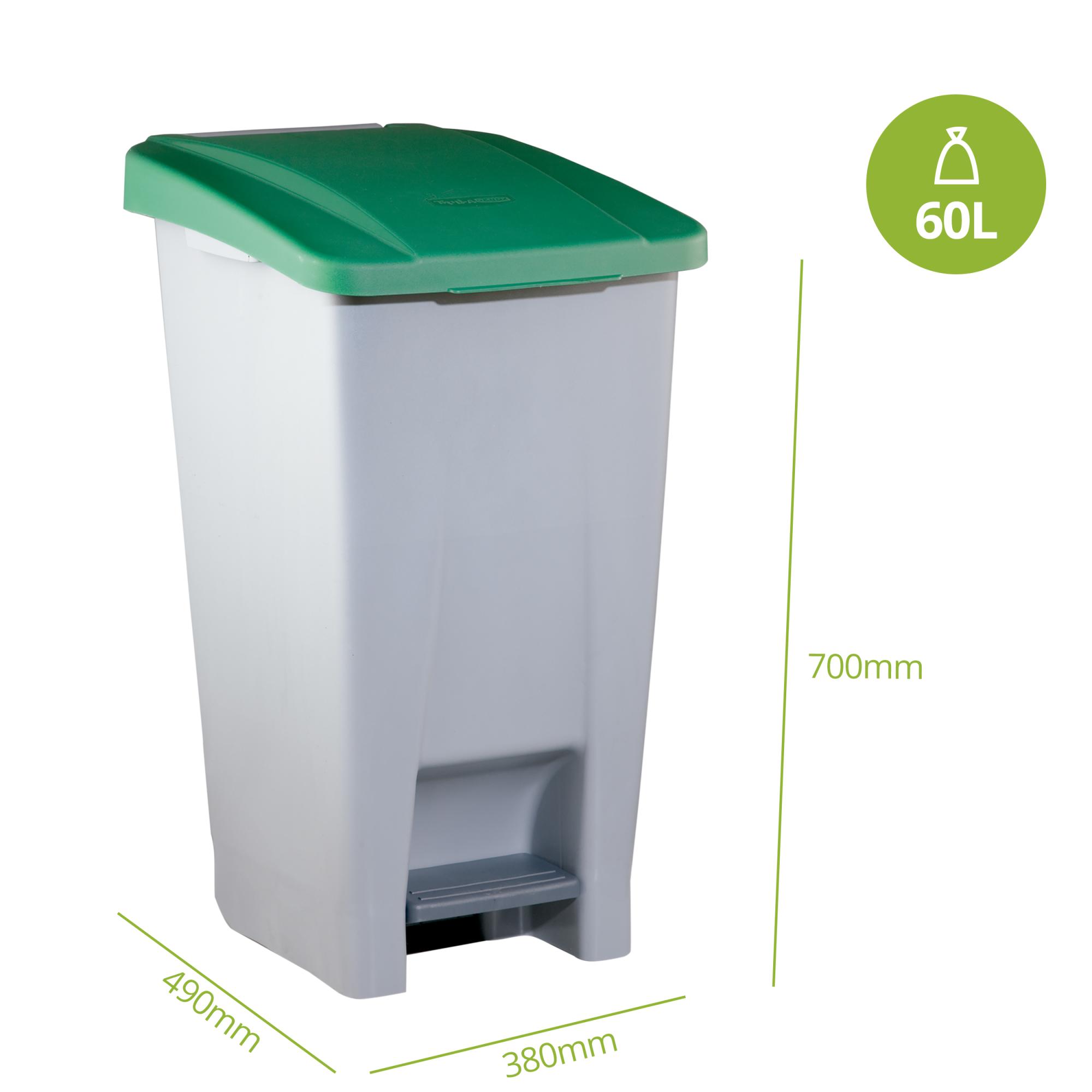 Secchio Rifiuti 60 Litri Grigno - Pattumiera Esterna Con Coperchio A Cerniera, HDPE Resistente, Colore Grigio - Foto 11