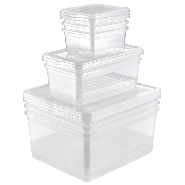 2x Set Cajas de 3x1,7 L + 2x5,6 L 3x18 L, Plástico, Natural Transparent | Leroy Merlin