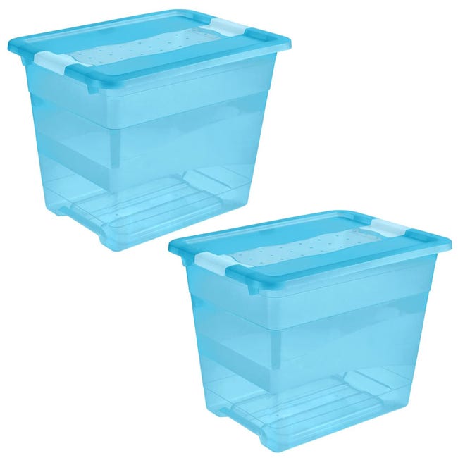 Cubo de almacenaje Tapa, Plástico, Azul Transparente, 24 l | Leroy Merlin