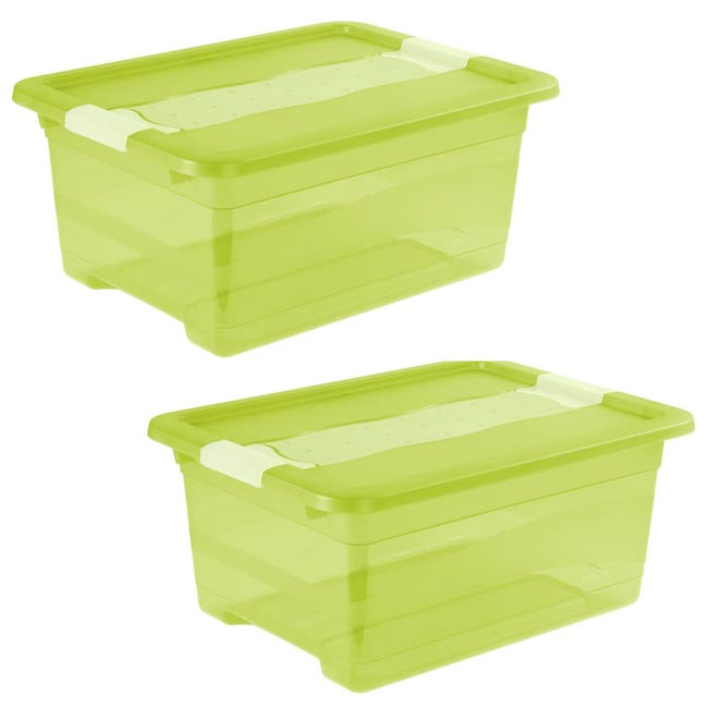 2x Cubo de almacenaje con Plástico, Verde Transparente, 12 | Leroy Merlin