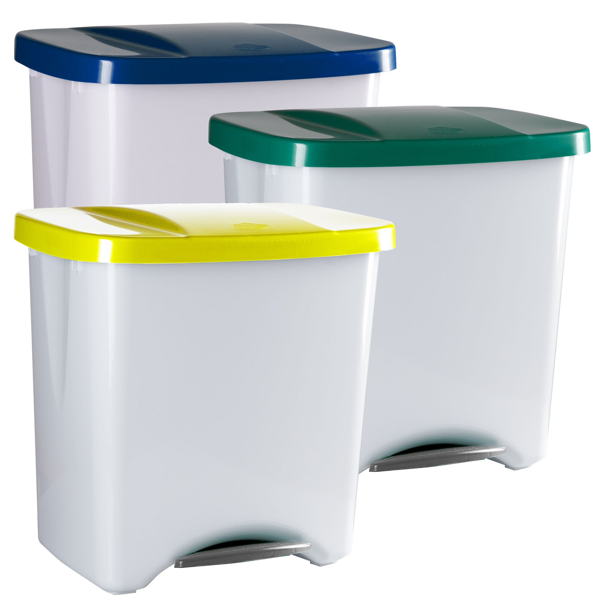 Pack reciclaje Pedalbin Ecológico: 3 Contenedores de 40 litros en colores.  Capacidad total 120 litros.