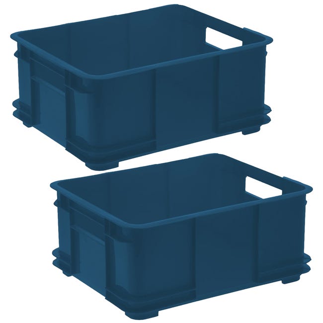 Preguntarse tengo sueño Honesto 2x Caja de almacenaje Eurobox L, Plástico ECO (PP), 43 x 35 x 17,5 cm, 20  l, Azul | Leroy Merlin
