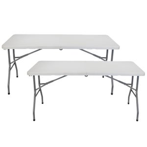Table pliante 150cm Blanc + Housse Traiteur 7house