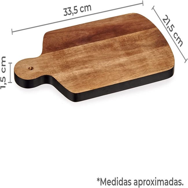 Tabla Cortar Cocina Madera con Borde Decorado, 33,5x21,5x1,5cm (Blanco)