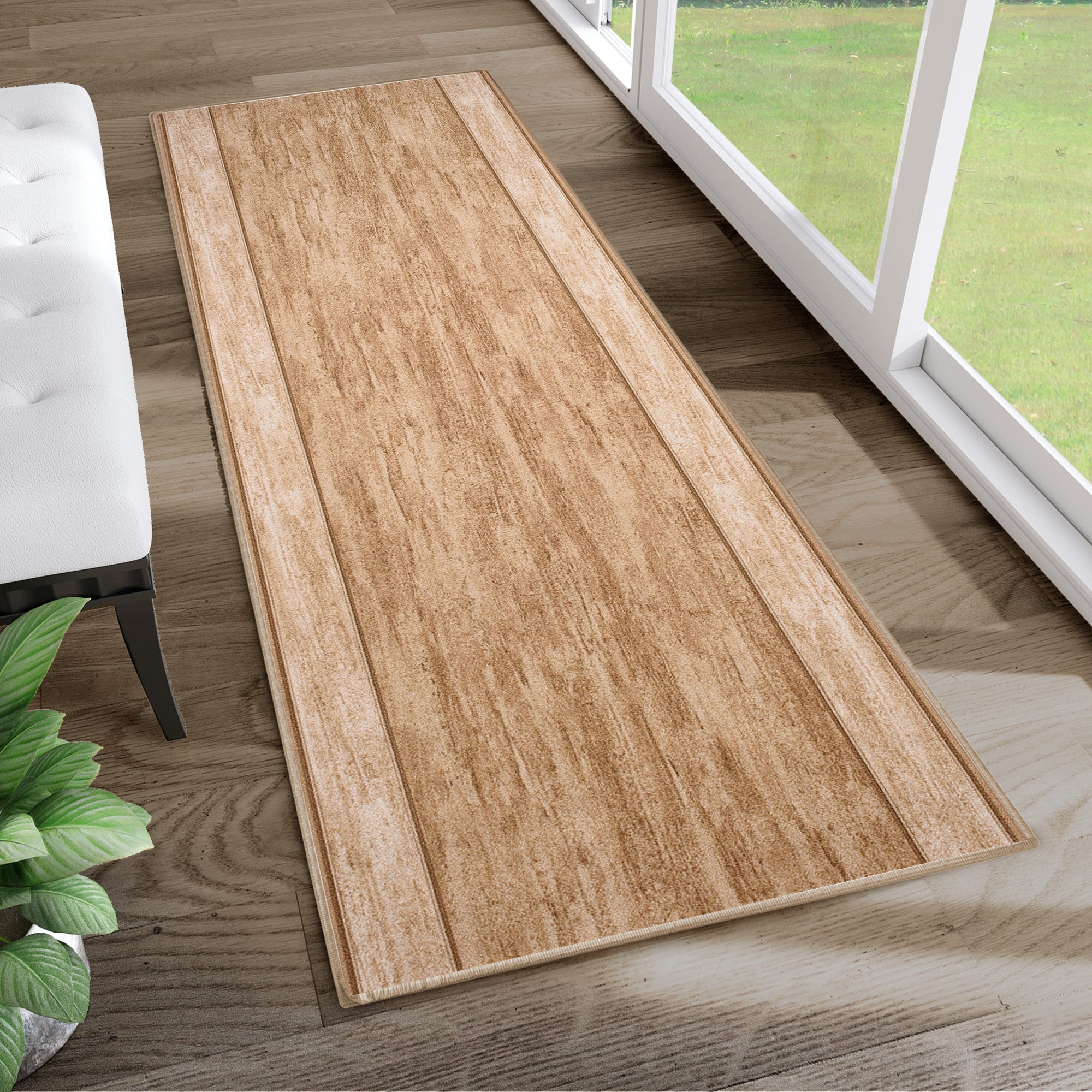Tapiso alfombra de pasillo antideslizante crema beige pelo corto resistente por metros 100x840