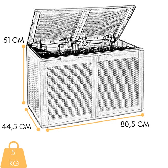 Cassapanca Contenitore da Esterno Baule in Resina Box Multiuso 360 litri