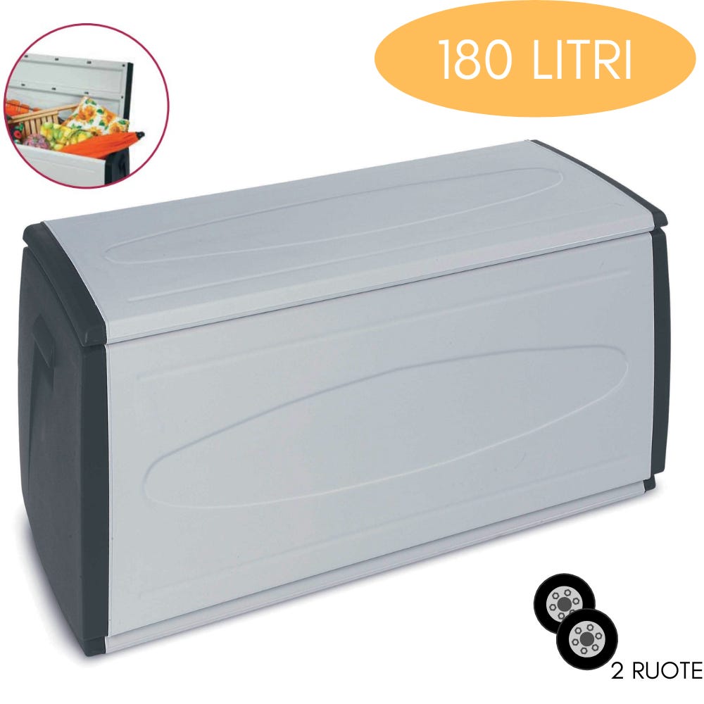 Cassapanca Baule 180LT Box Contenitore da Esterno, Giardino, Casa -  Plastica
