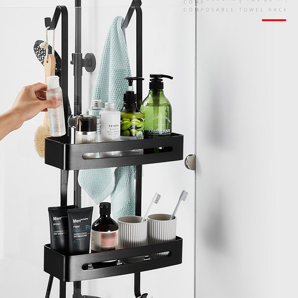 Étagère de douche 2 niveaux à suspendre métal noir 35 x 5 x 79.5 cm | Leroy Merlin