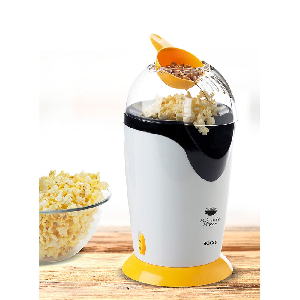 Macchina per popcorn Sogo gialla 1200W / BPA FREE / pronti in 3