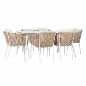 Conjunto comedor mesa redonda jardín 140 cm y 4 sillas ratán sintético y  aluminio – Bolonia - Kerama