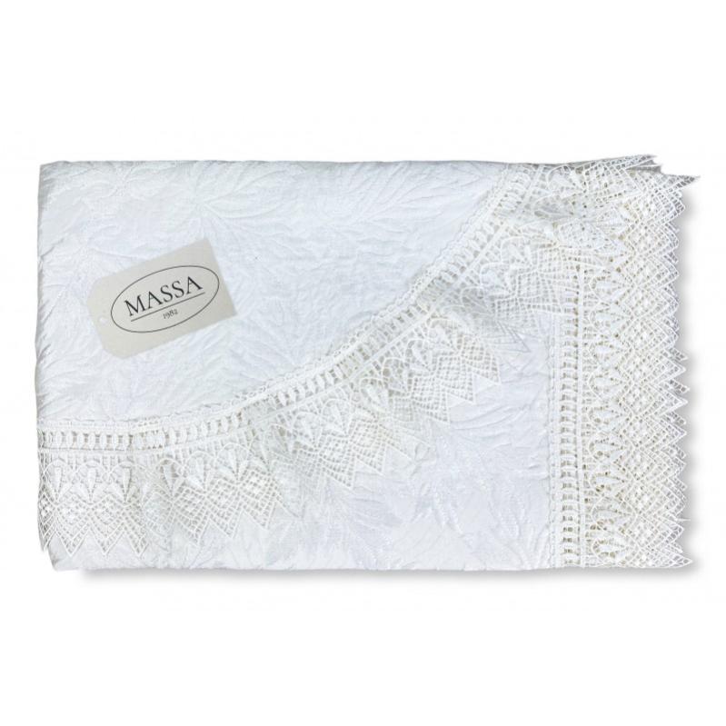Couvre-lit Matrimonial Dentelle De Cantù Fait Main - Italie - Beige
