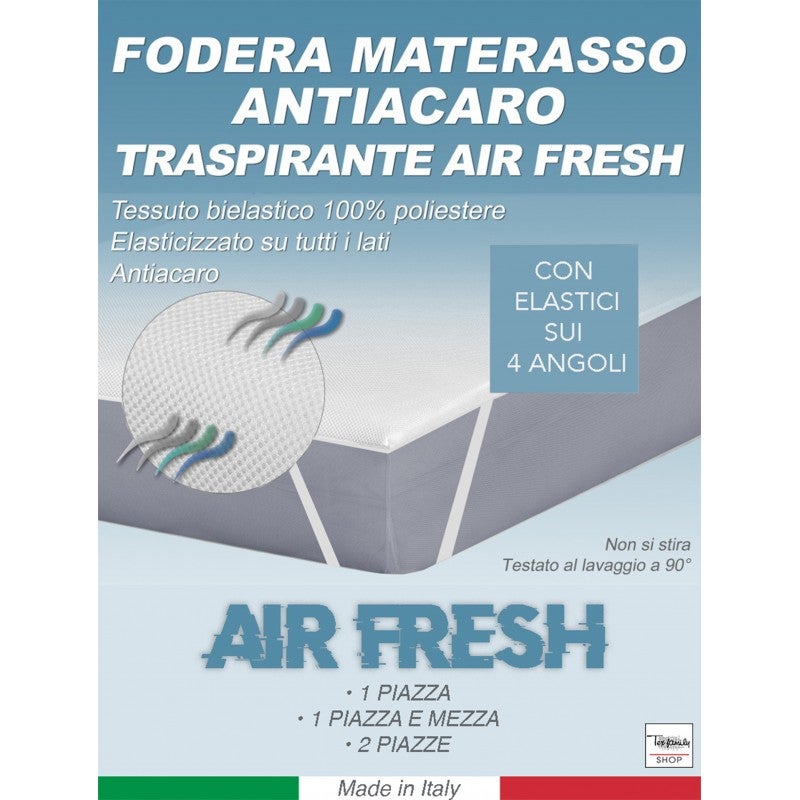 COPRIMATERASSO Antiacaro TRAVERSA TRASPIRANTE AIR Fresh 2 PIAZZE ...