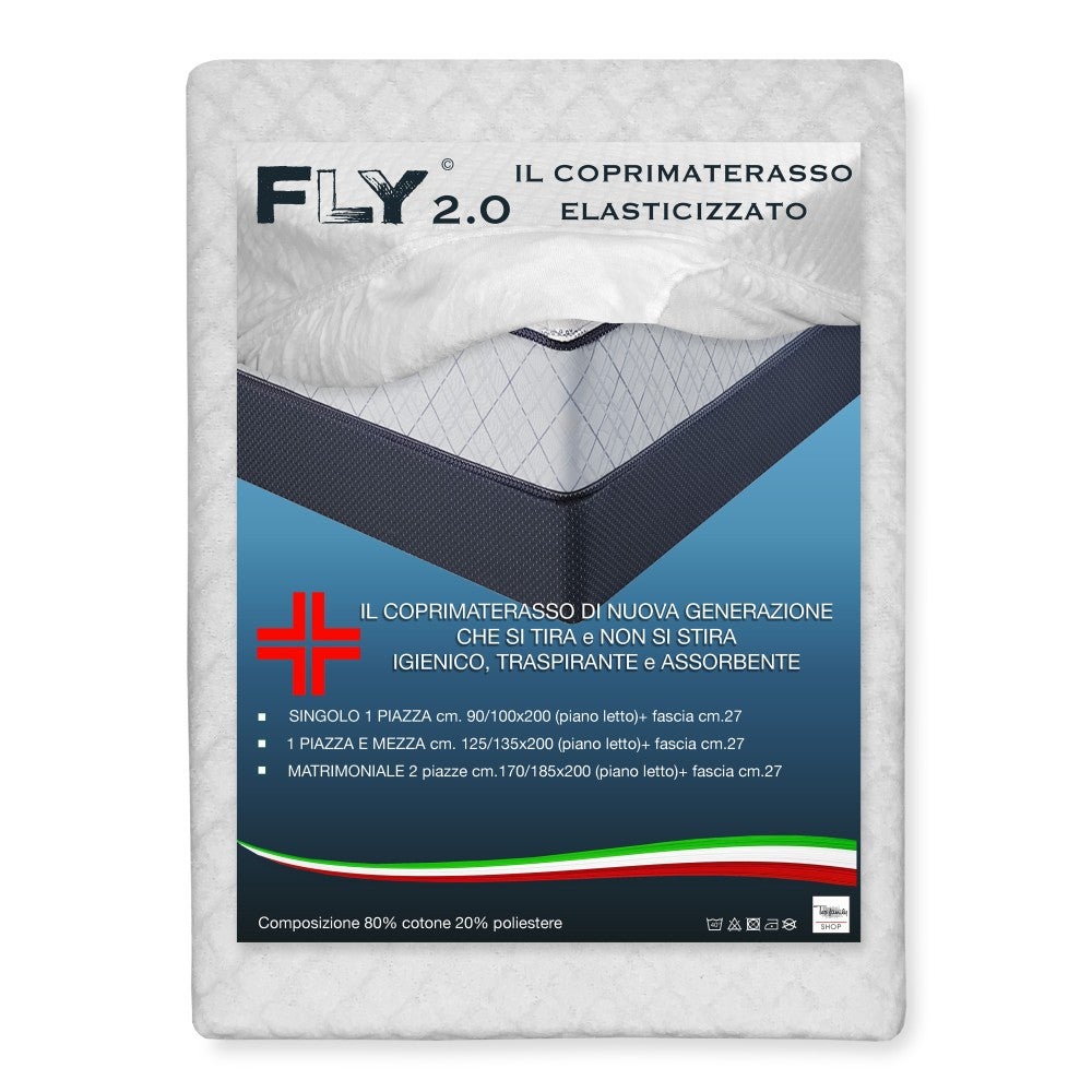 COPRIMATERASSO ELASTICIZZATO FLY 2.0 SPUGNA JACQUARD con angoli  MATRIMONIALE 2 PIAZZE