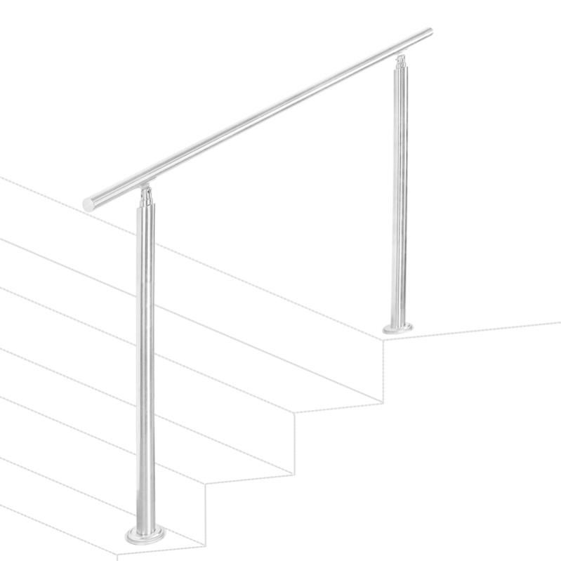 Corrimano In Acciaio Inox Per Scale - 160 Cm, 3 Barre Trasversali, Per Interni Ed Esterni