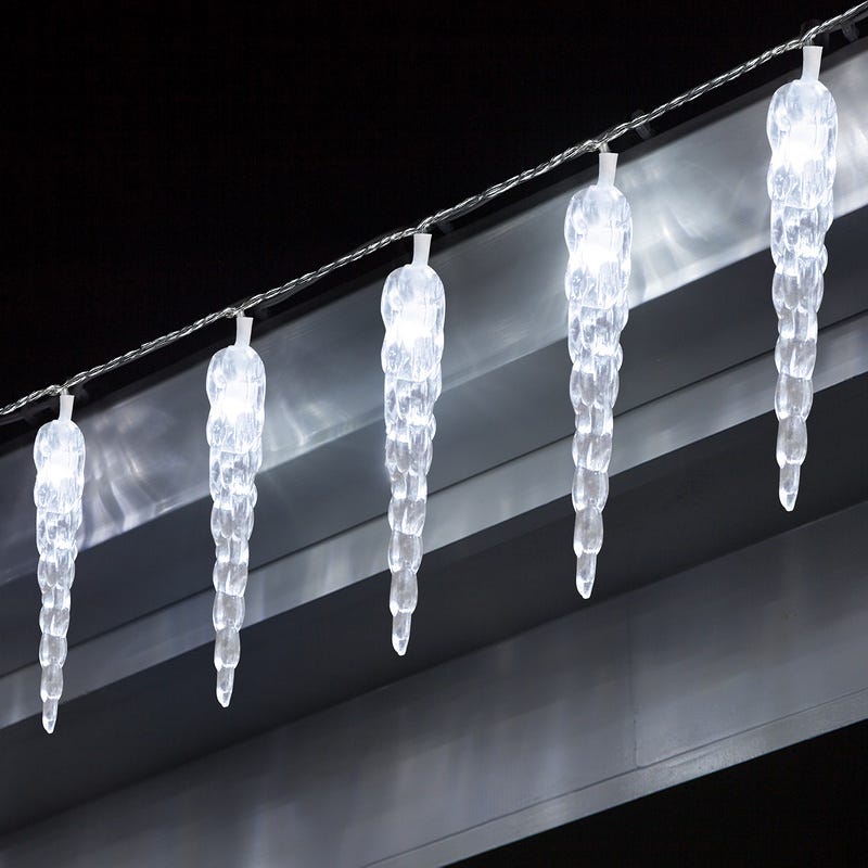 Guirlande lumineuse stalactites de glace LED blanc chaud extra pour l' extérieur 5,07m