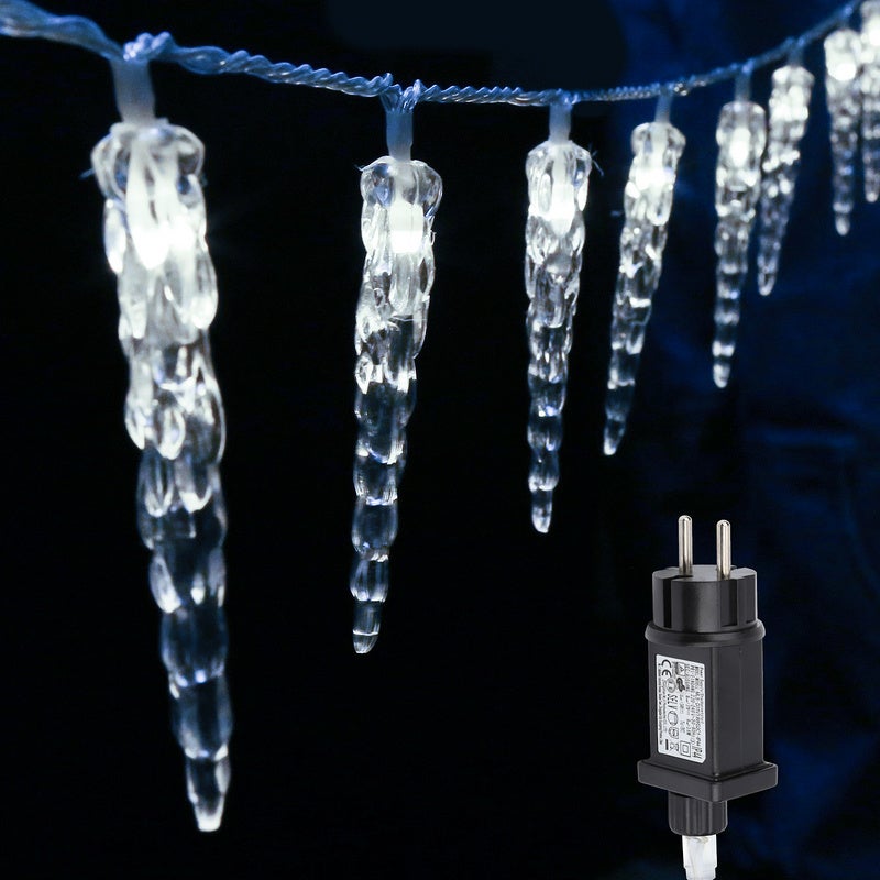 Guirlande lumineuse stalactites de glace LED blanc chaud extra pour l' extérieur 5,07m