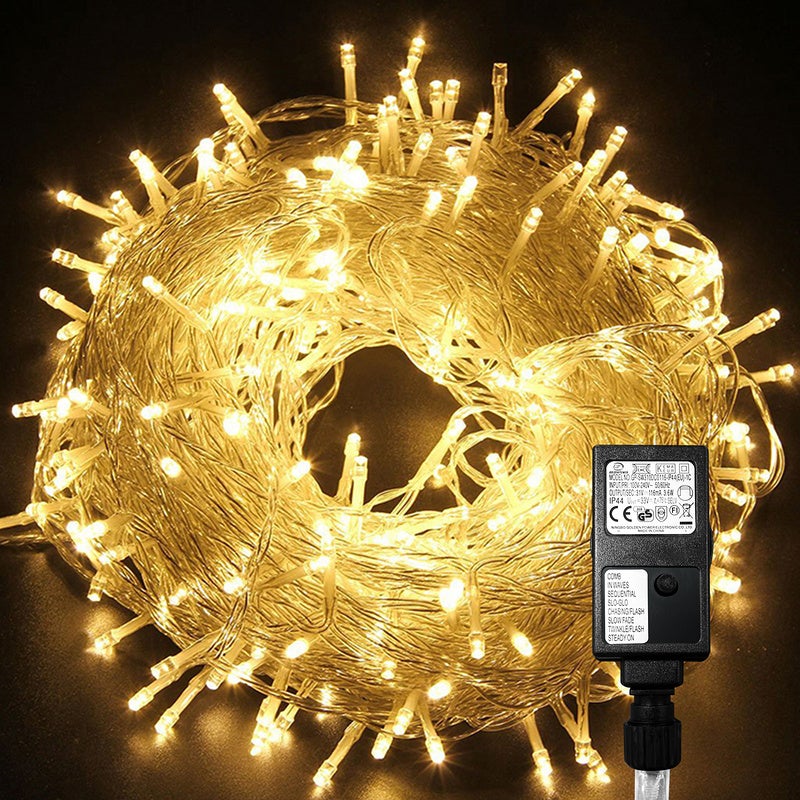 10M 100 LED guirlandes Guirlande lumineuses blanc chaud 8 Modes d