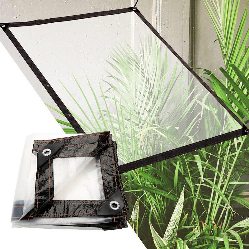 Lona impermeable transparente 200 × 100 cm, con ojales, lona para jardín,  terraza, plantas