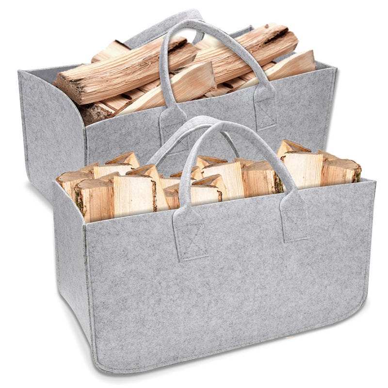 2 sacs en feutre pour le bois de cheminée Sac à provisions Panier à bois